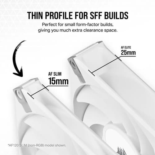 Corsair iCUE AF120 RGB SLIM 120mm Cabinet Fan – White (Twin Pack)
